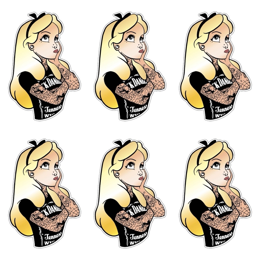 X6 TATTOO ALICE IN WONDERLAND STICKERS/DECALS - BRAND NEW